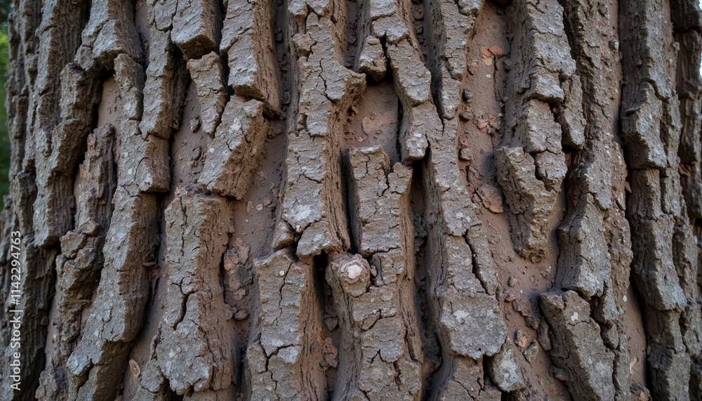 Close-up of textured old oak bark deeply fissured Close-up of textured old oak bark deeply fissured