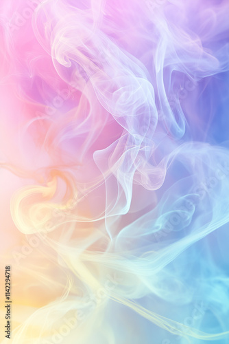 A soft pastel background with swirling smoke