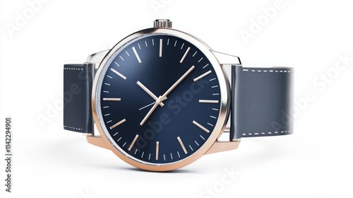 Wallpaper Mural A sleek, modern watch featuring a navy blue face and a classic design, complemented by a stylish leather strap. Torontodigital.ca