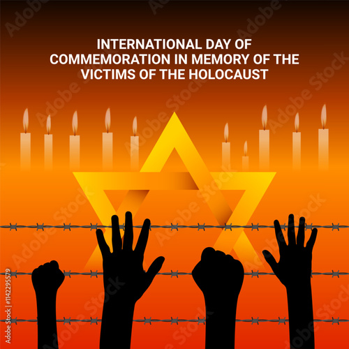 Vector illustration of International Day of Commemoration in memory of the victims of the Holocaust social media template