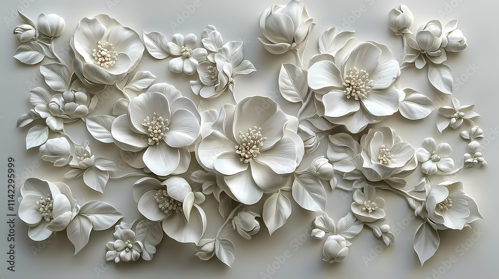 Wallpaper with bas relief in 3D