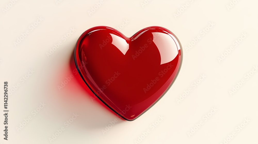 Glossy Red Heart Symbol on Soft Background Perfect for Romantic Themes, Valentine's Day, Passion, Love, and Affection in Stock Photography for Various Creative Projects Glossy Red Heart Symbol on Soft Background Perfect for Romantic Themes, Valentine's Day, Passion, Love, and Affection in Stock Photography for Various Creative Projects