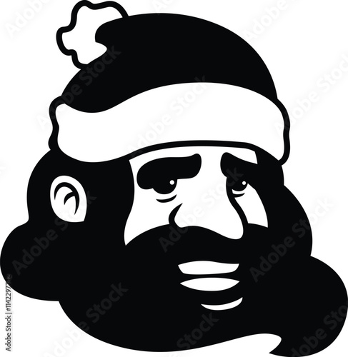 Santa Claus head. Santa face with beard cartoon character. Santa smile. Father Christmas, Saint Nicolas head face portrait. Saint Nicolas head icon. Santa Claus face beard mustache, happy Christmas
