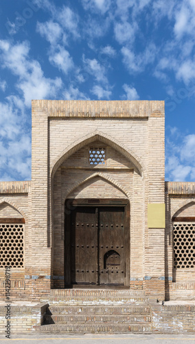 Facade of Fathullojon Caravansaray, architectural monument