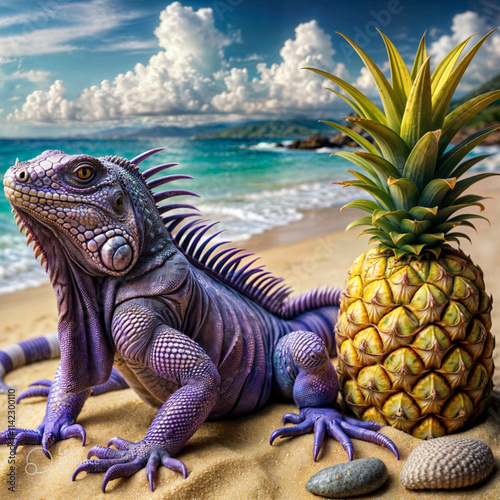 Iguana on the beach photo