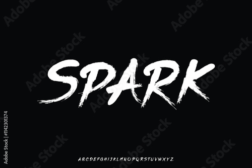 Unique handwritten with paint brush texture alphabet display font vector. Spark typeface