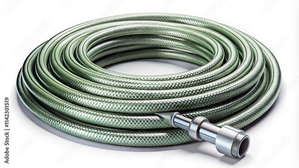 Simple white-background outline drawing of a water hose for website graphics. Simple white-background outline drawing of a water hose for website graphics.