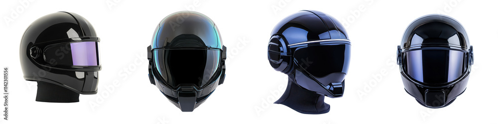 Fototapeta premium Futuristic Motorcycle Helmet Designs in Style for Transportation and Safety