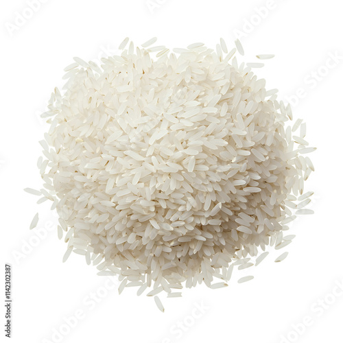 Pile of uncooked white rice isolated on transparent background