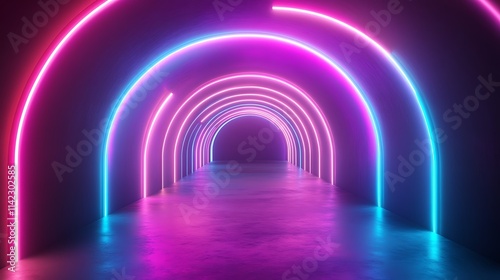 Obraz na płótnie Abstract background with blurred neon lights in soft colors, empty space, modern and futuristic w salonie