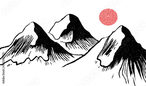 An illustration of mountains with a grainy texture.