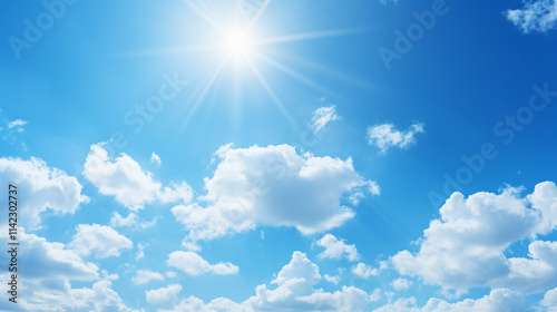 青空と太陽と雲と日差し　Generative AI