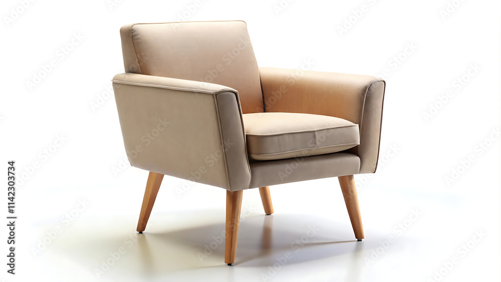 Armchair with Wooden Legs on a White Background Armchair with Wooden Legs on a White Background