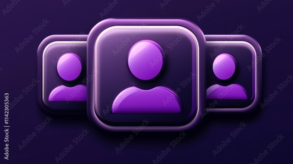 D Purple User Icons Group Profile Team Network D Purple User Icons Group Profile Team Network