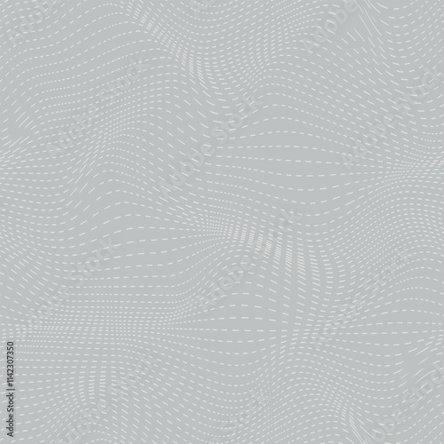 Grey Moiré pattern. Glitch print. Vector seamless pattern.