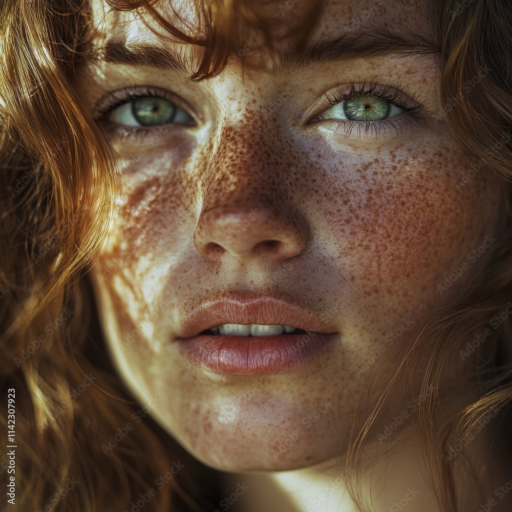 close up portrait of a woman with freckles close up portrait of a woman with freckles