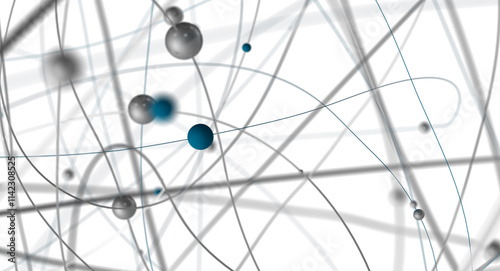 Fototapeta Naklejka Na Ścianę i Meble -  Abstract plexus blue geometry background. Digital technology network connection concept. 3D rendered illustration