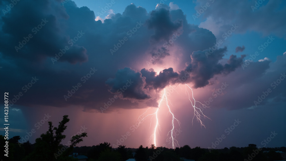 Lightning weather theme. Generative ai. Lightning weather theme. Generative ai.