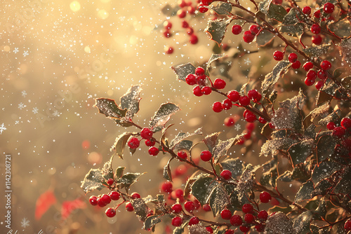 Festive Winter Berries in Snowlight photo