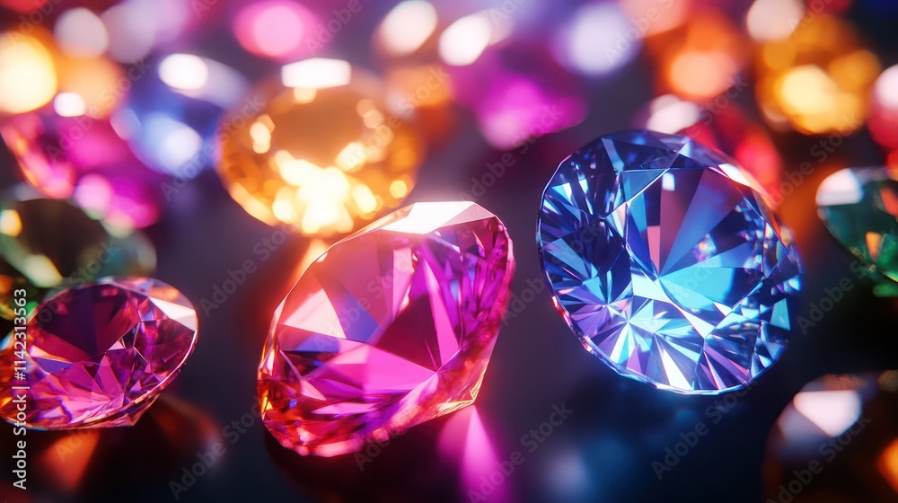 Close-up of colorful gemstones, vibrant, sparkling, and glistening. Close-up of colorful gemstones, vibrant, sparkling, and glistening.