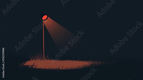 Obraz na płótnie Simple, minimalist cartoon of a spotlight shining on an empty black background, creating anticipation and focus w salonie
