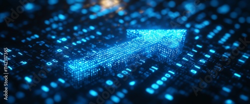 A red arrow is pointing to the right on a blue background