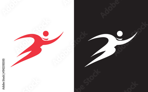 person with lightning logo. fast run energy sport symbol icon design