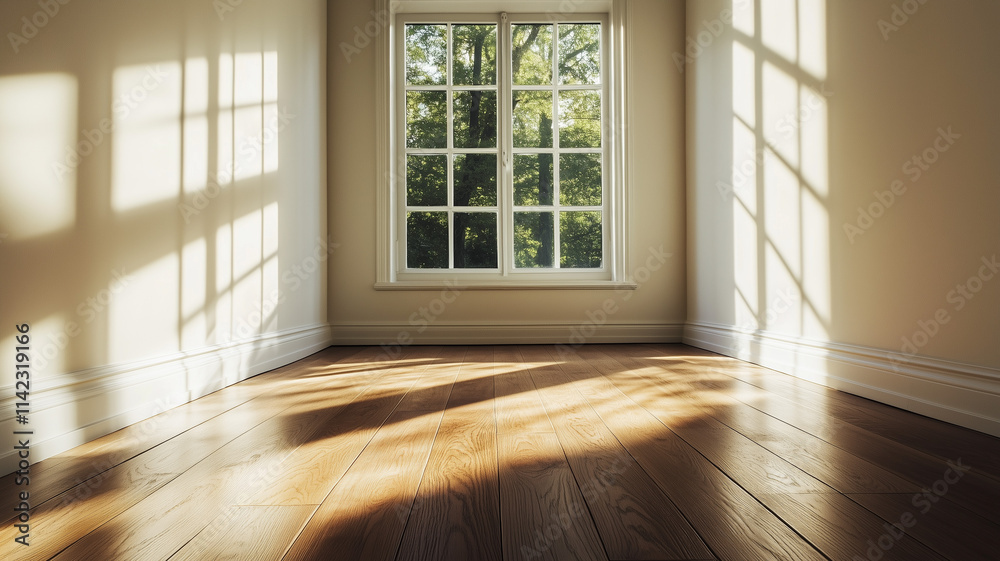 Spacious empty room with neutral walls and deep wooden flooring, soft lighting enhancing the natural textures. Ai generated (1) Spacious empty room with neutral walls and deep wooden flooring, soft lighting enhancing the natural textures. Ai generated (1)