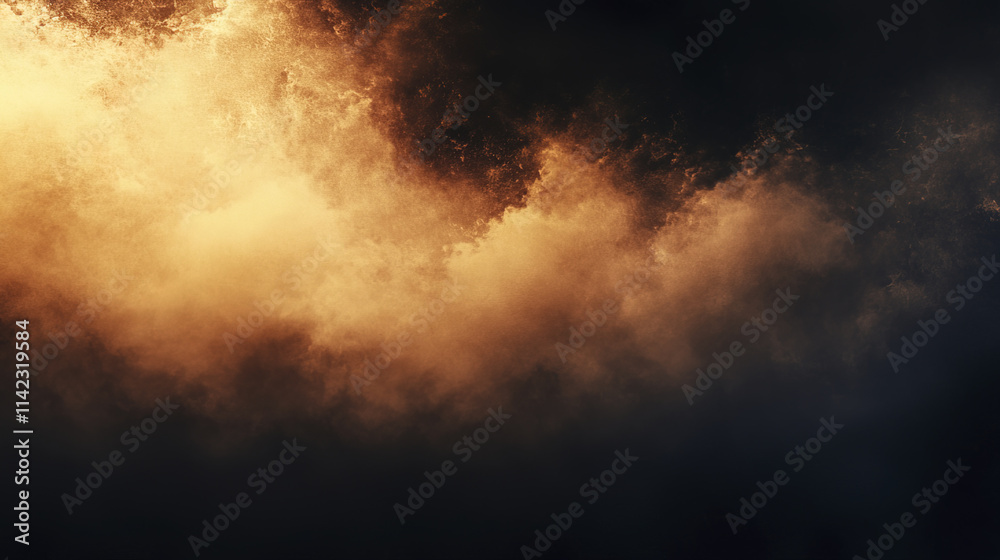 Naklejka premium Dramatic golden clouds against dark background create stunning contrast