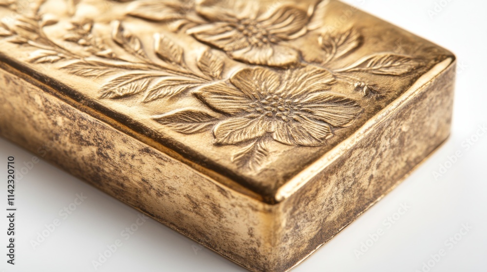 Fototapeta premium Detailed Gold Bullion Bar with Intricate Engravings
