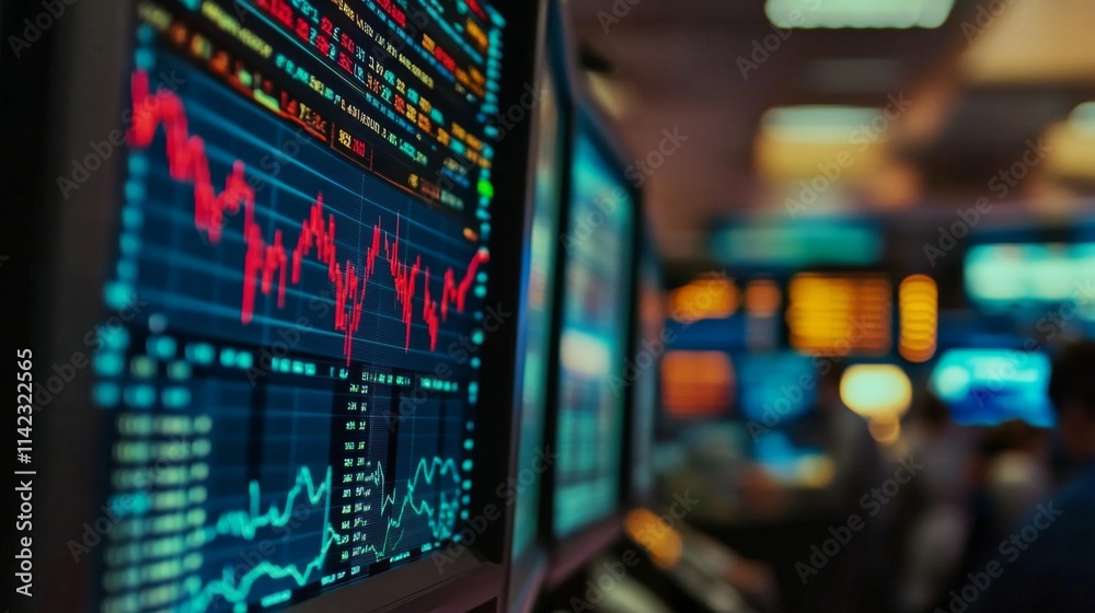 Digital Trading Room with Financial Graphs Digital Trading Room with Financial Graphs