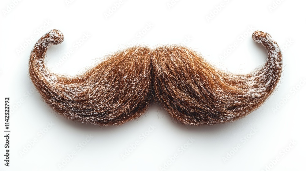 Ginger mustache covered with snow lying on white background Ginger mustache covered with snow lying on white background