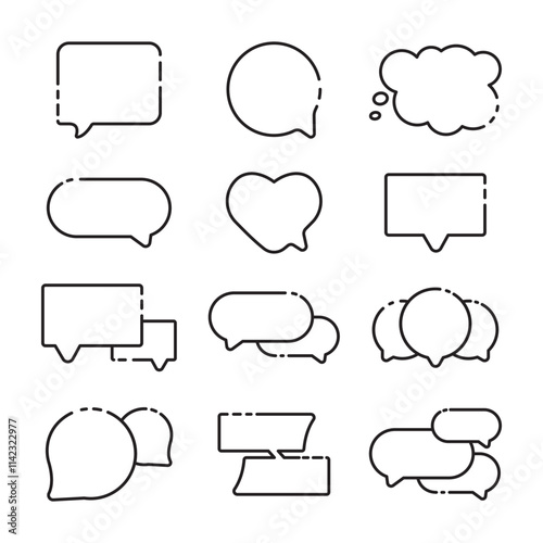 set of speech bubble, editable, line art icons