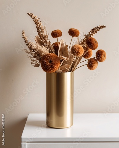 Metallic Vase with Warm Dried Blooms 