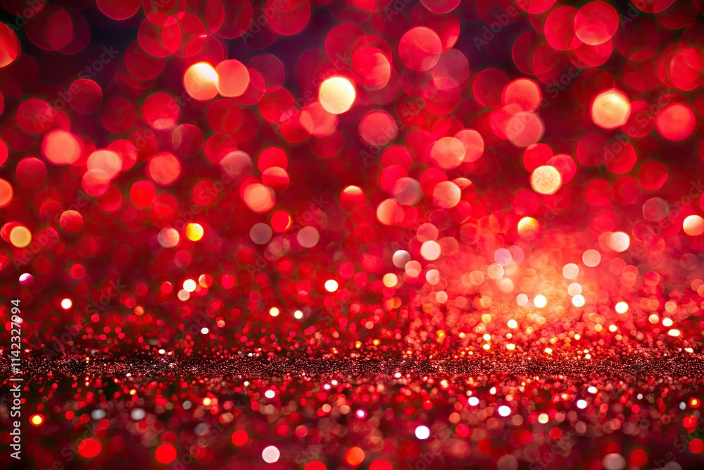 Sparkling red glitter bursts illuminate a festive bokeh background, ideal for holiday celebrations. Sparkling red glitter bursts illuminate a festive bokeh background, ideal for holiday celebrations.