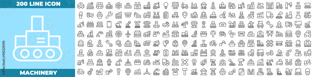 Machinery Line Editable Icons set Machinery Line Editable Icons set