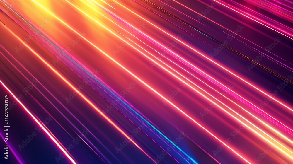 Diagonal Abstract Background with Glowing Lines in Yellow, Orange, Pink, and Blue Diagonal Abstract Background with Glowing Lines in Yellow, Orange, Pink, and Blue