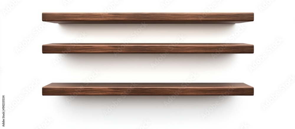 Artistic arrangement of brown wooden shelves on a white backdrop perfect for product displays and home decor inspirations Artistic arrangement of brown wooden shelves on a white backdrop perfect for product displays and home decor inspirations