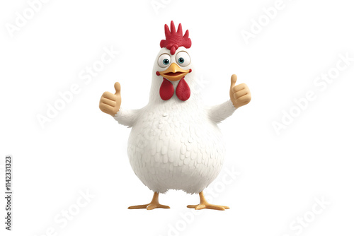 a cartoon chicken with two thumbs up photo