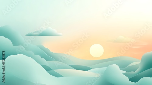 Obraz na płótnie Minimalist pastel gradient with soft cloud patterns, peaceful and airy look w salonie