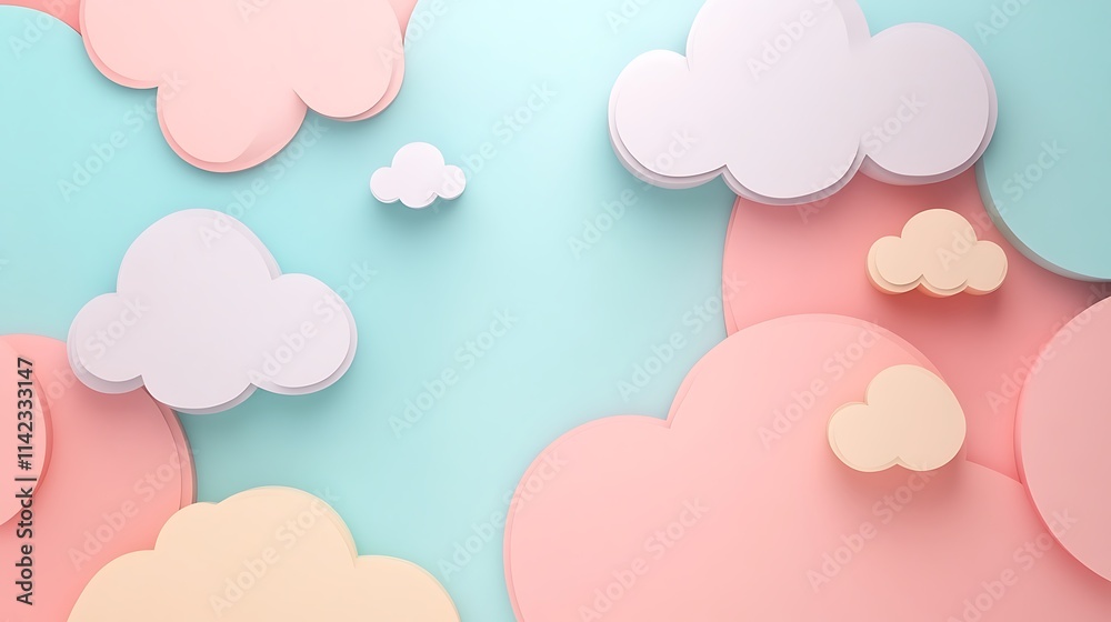 Minimalist pastel gradient with soft cloud patterns, peaceful and airy look