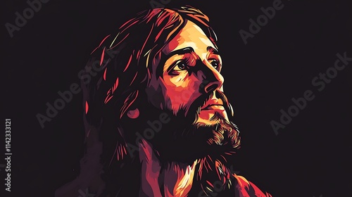 Obraz na płótnie Jesus Christ vector art illustration with religious symbolism w salonie