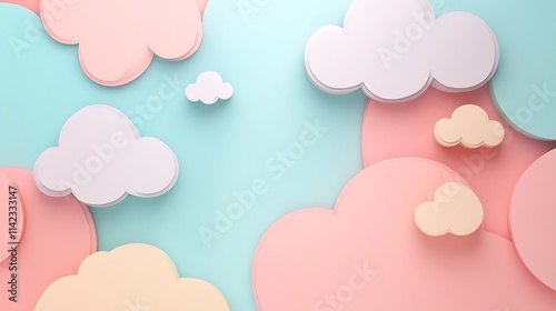 Obraz na płótnie Minimalist pastel gradient with soft cloud patterns, peaceful and airy look w salonie