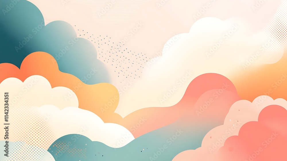 Minimalist pastel gradient with soft cloud patterns, peaceful and airy look