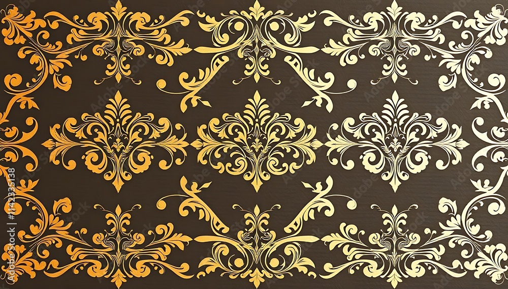 Elegant Gold Damask Floral Design Pattern Background