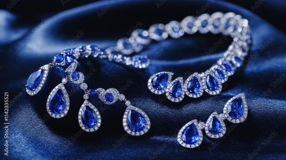 Elegant Blue Sapphire Necklace with Sparkling Diamond Accents Elegant Blue Sapphire Necklace with Sparkling Diamond Accents