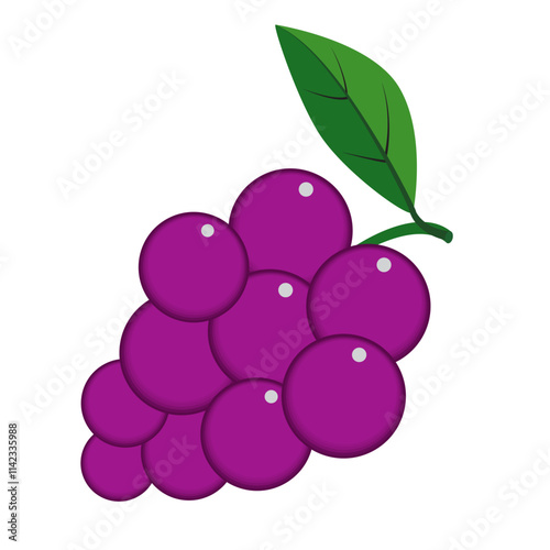 Grape icon, vector fruit illustration, nature wine, isolated on white