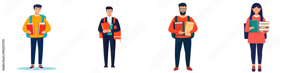 Group of students and professors in an academic setting using books laptops and other educational supplies and technology Concept of learning studying Group of students and professors in an academic setting using books laptops and other educational supplies and technology Concept of learning studying