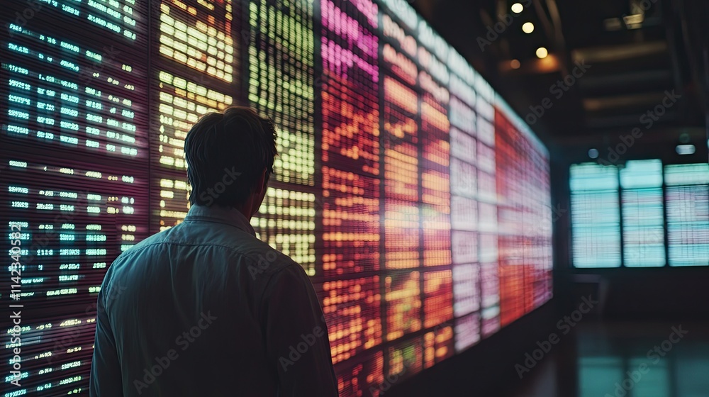 Data Driven Decisions: A solitary figure stands in front of a wall of data, illuminated by colorful displays, symbolizing the power of data analysis and insights in the digital age. Data Driven Decisions: A solitary figure stands in front of a wall of data, illuminated by colorful displays, symbolizing the power of data analysis and insights in the digital age.