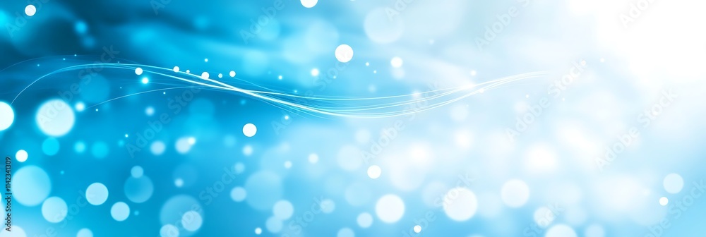 Wave technology theme background with blue data tones and expansive copy space